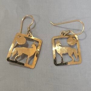 Vintage 90s Wolf and Moon Wild Bryde 14k gold plated earrings